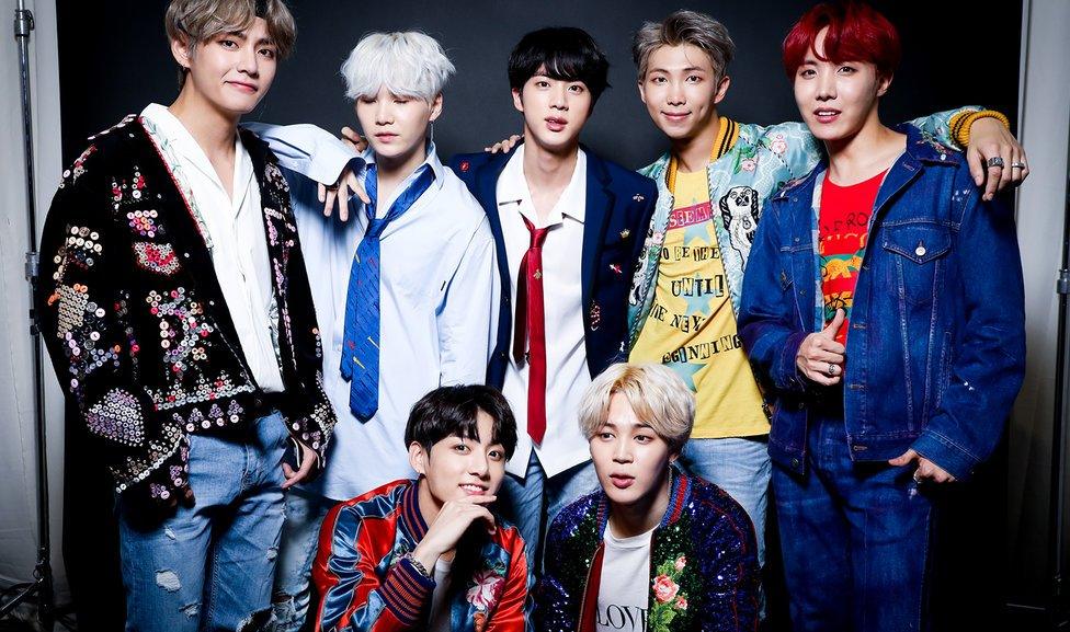 BTS poses for a portrait during the 2017 American Music Awards at Microsoft Theatre.