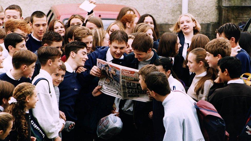 Bearsden Academy pupils read the revelations on bogus schoolboy Brian MacKinnon alias Brandon Lee who posed as a pupil for 10 years