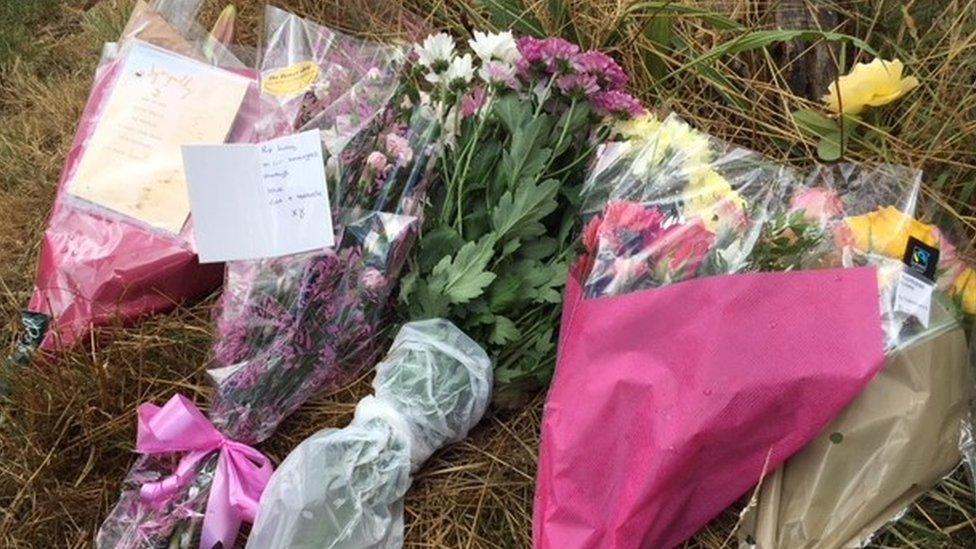 Floral tributes at the scene