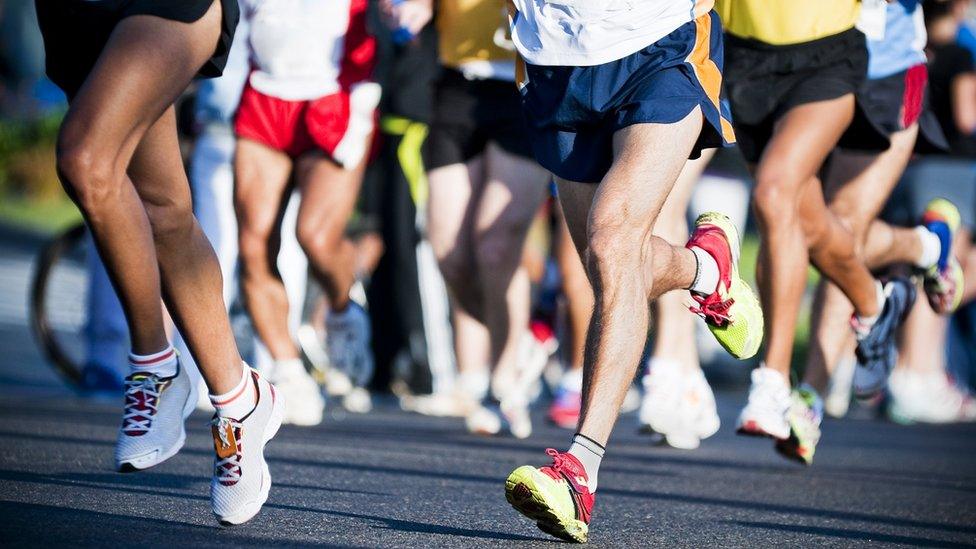 Runners in a road race