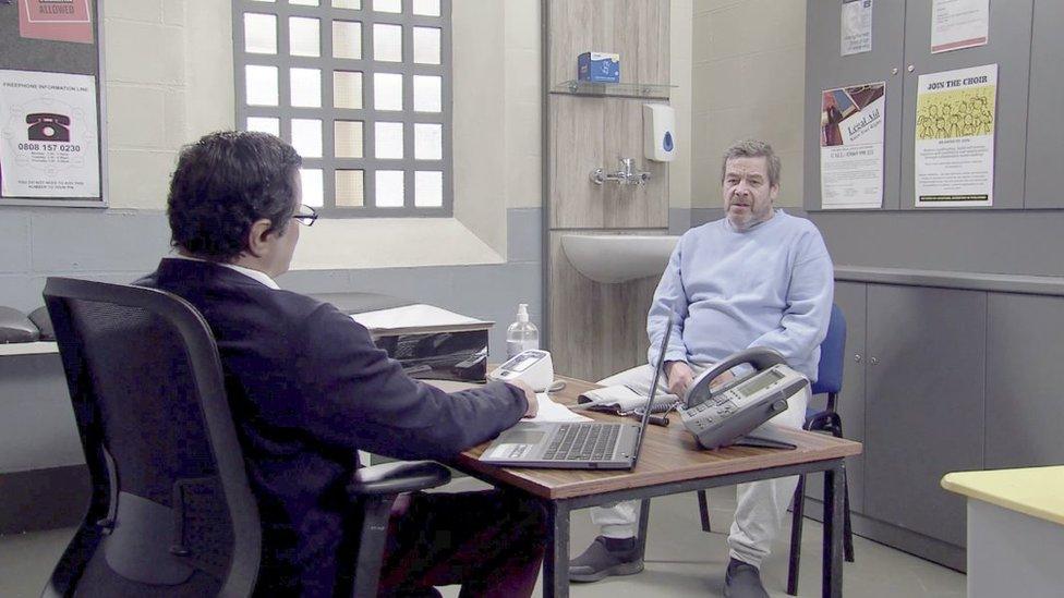 Coronation Street character Johnny Connor talking to the prison doctor about his hallucinations