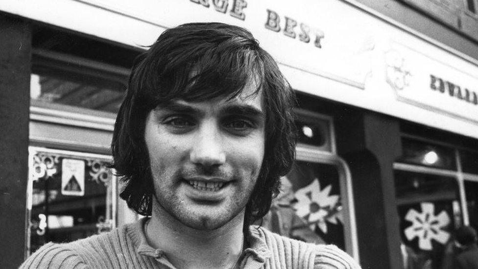 George Best photographed outside one of his boutiques.