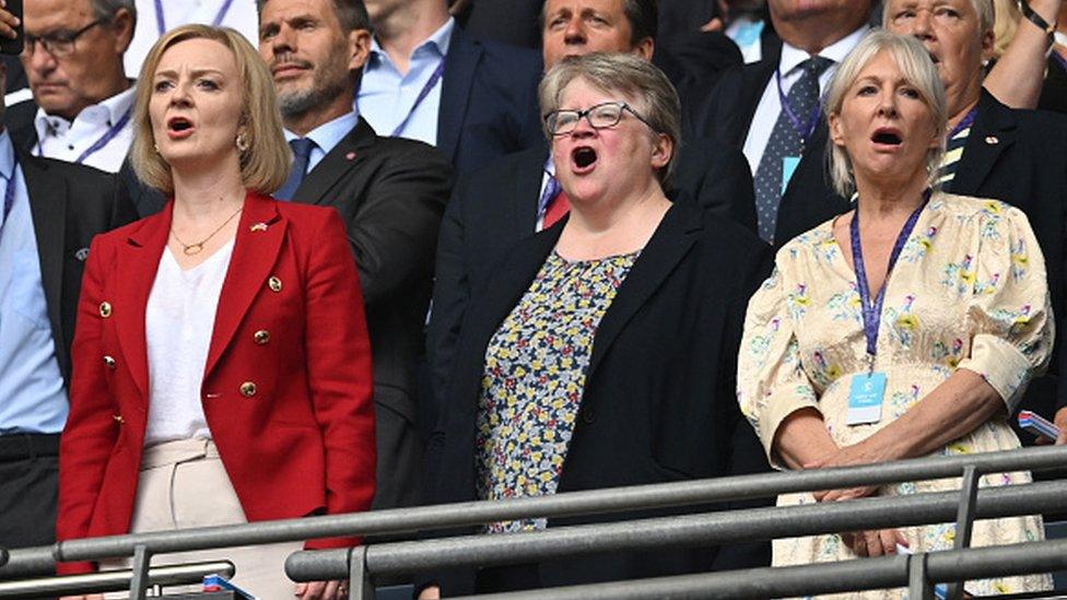 Liz Truss and Therese Coffey at Wembley