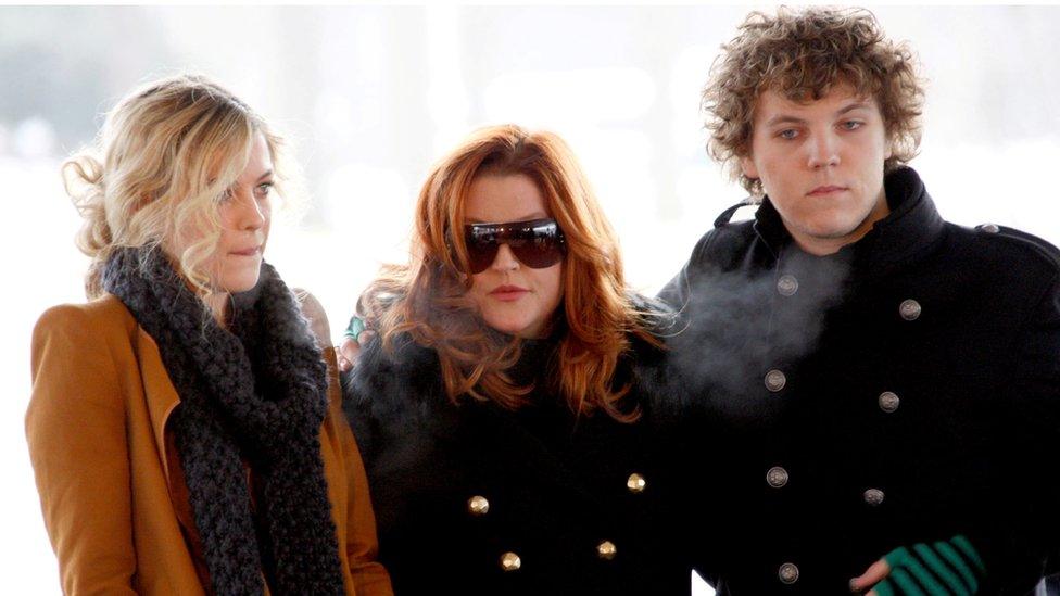 Riley and Benjamin Keough with Lisa Marie Presley in 2010