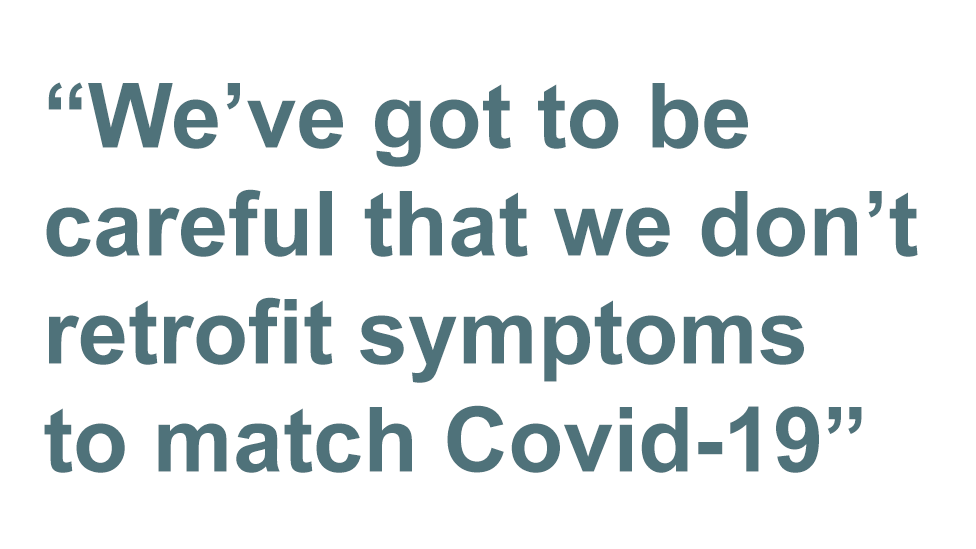 Quote: we've got to be really careful that we don't retrofit general winter respiratory symptoms to match Covid-19.