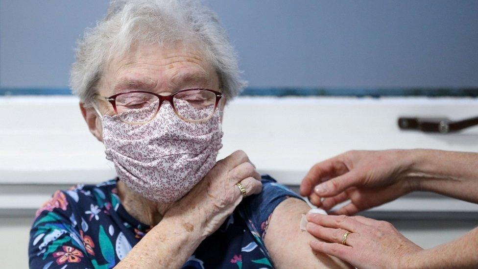 Lucy Airs receives her vaccine in Edinburgh