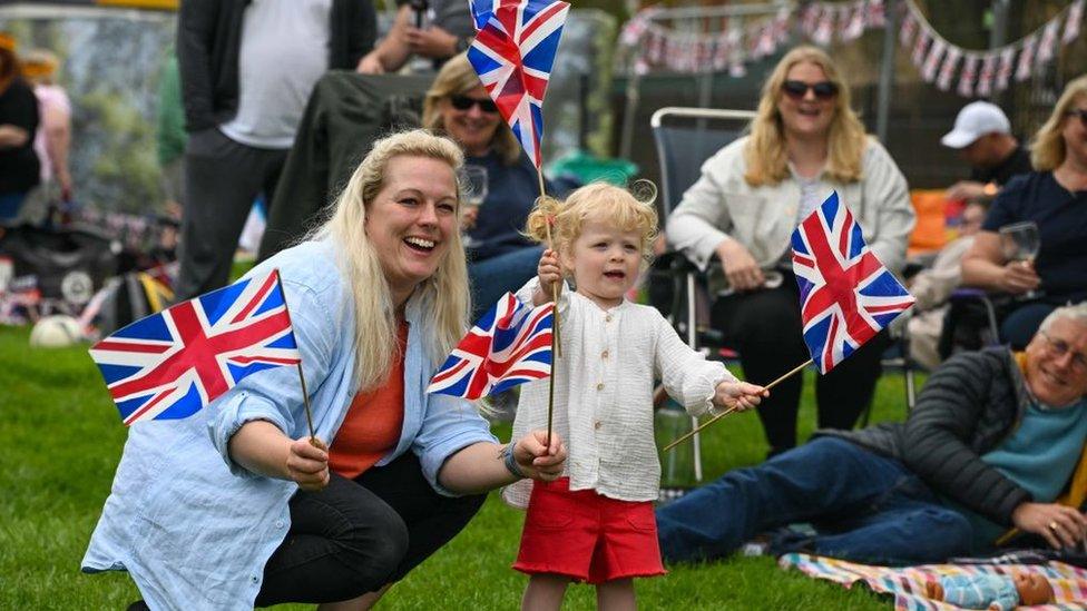 Beatrix (2) dances to the music at The Big Lunch at The Long Walk, during the Coronation of King Charles III and Queen Camilla on May 07,