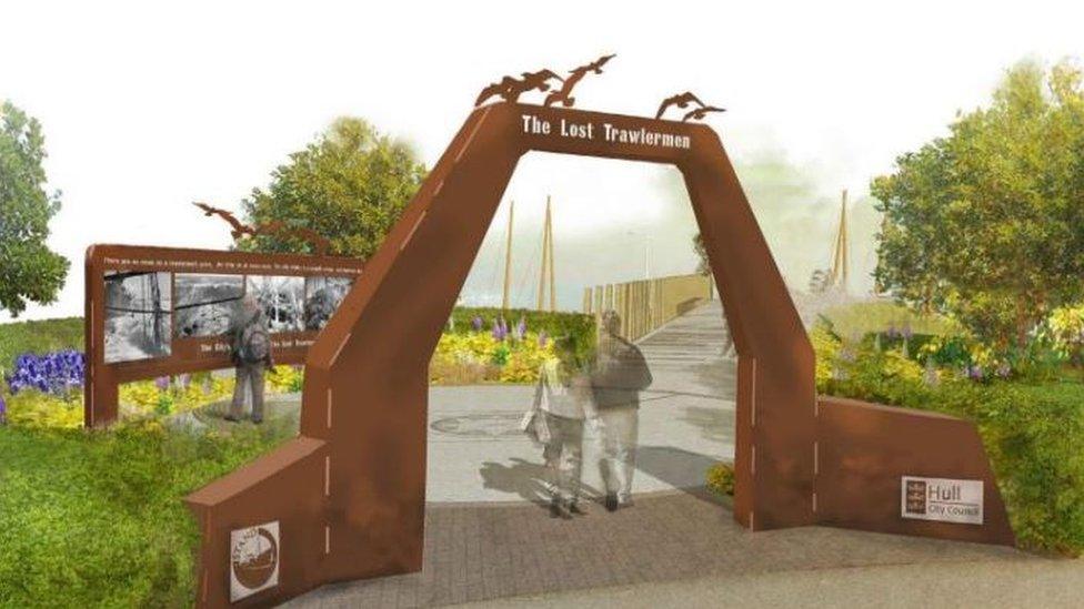 An artist's impression of a memorial garden for Hull trawlermen