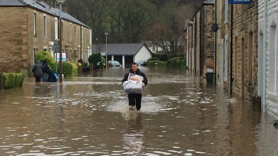 Flooding in Whalley village