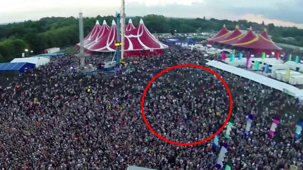 aerial image of the parklife crowd at the time of the attack