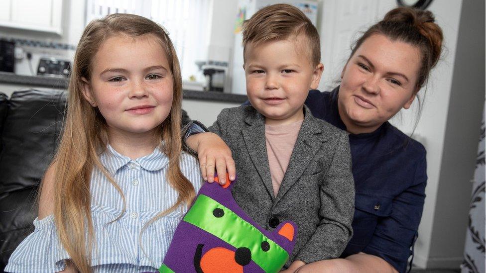 Jaydee-Lee, 7, mum Lindy and Laylan, 4