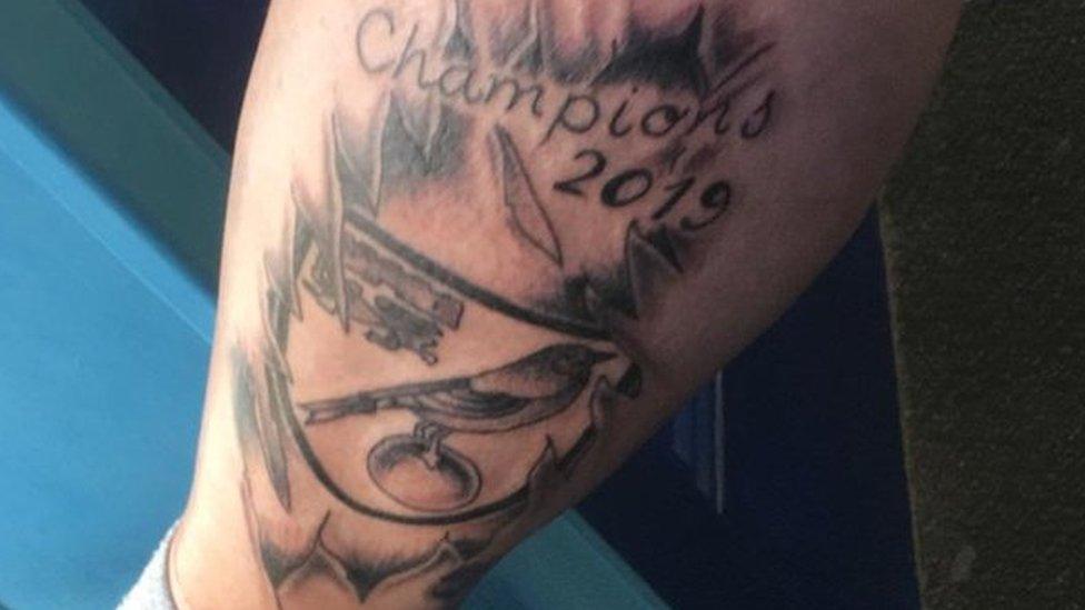 Shaun Hood's Norwich City Champions 2019 tattoo