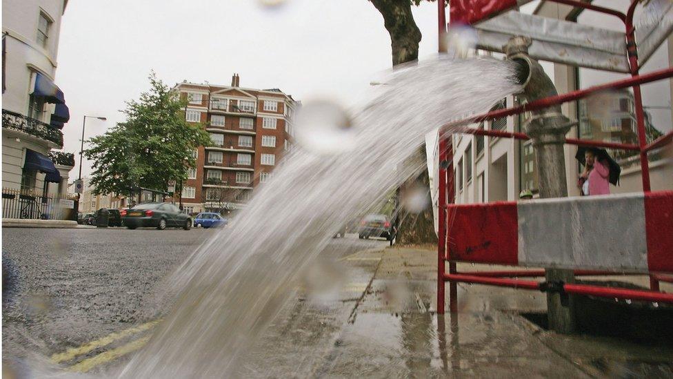 Burst pipe in central London