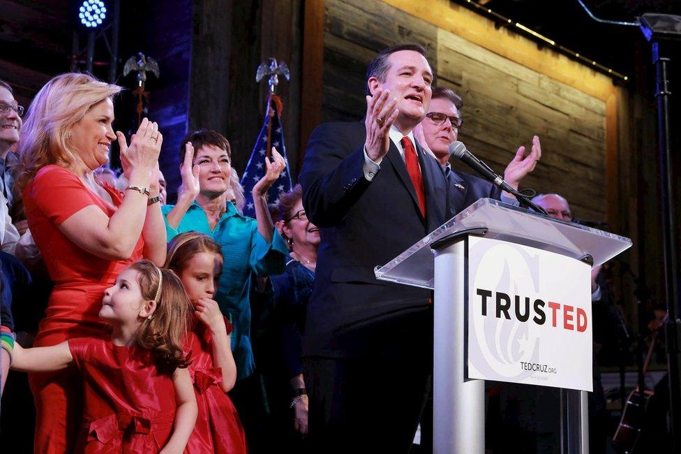 Ted Cruz at a campaign rally in Houston, Texas, 1 March