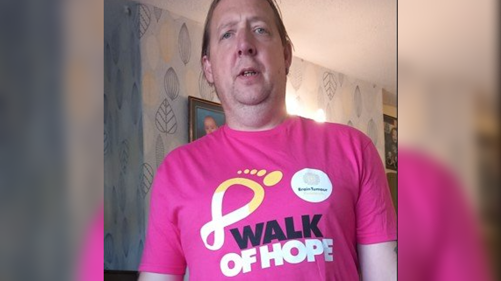 Michael Lock in a Walk for Hope T-shirt