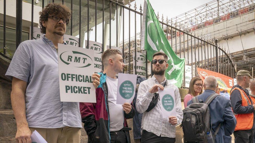 Picket line outside Edinburgh's Waverley Station