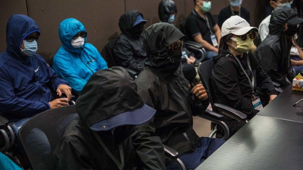 Relatives of the 12 Hong Kong detainees held a press conference in Hong Kong on September 12, 2020.