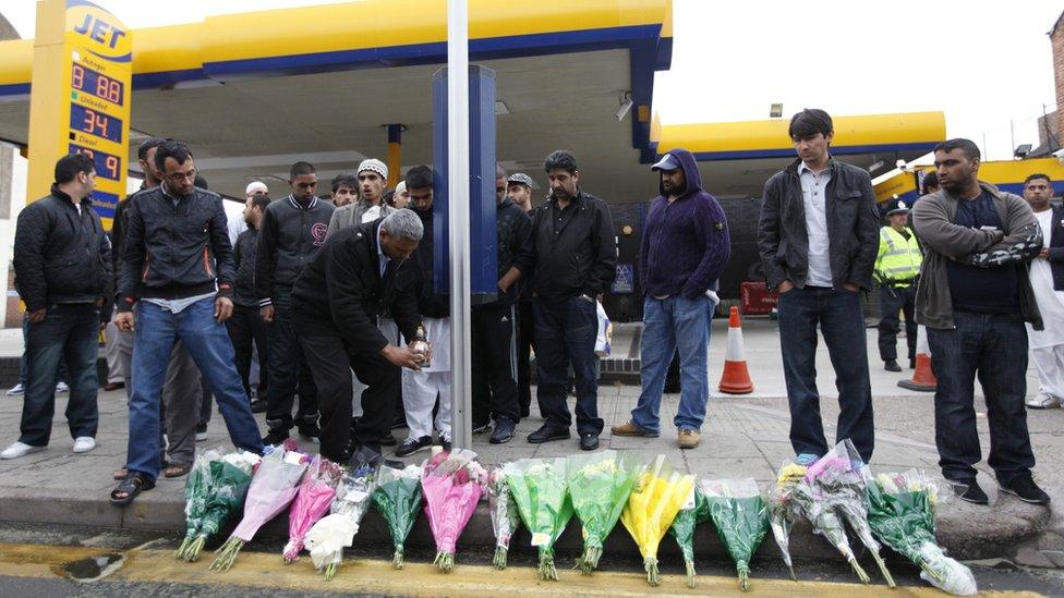 Flowers outside the Jet petrol station