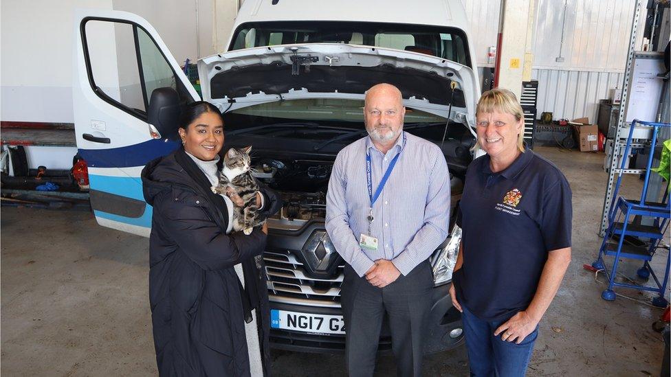 Heba Rahman with Olive and two members of North Tyneside Council