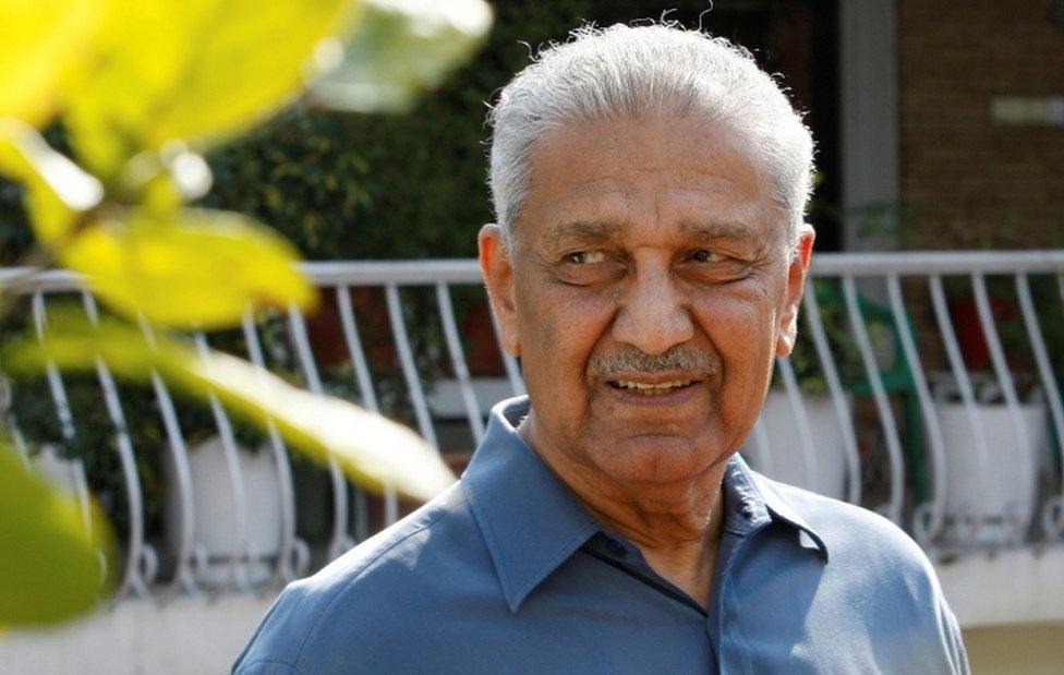 Nuclear scientist Abdul Qadeer Khan pictured outside his residence in Islamabad in 2009