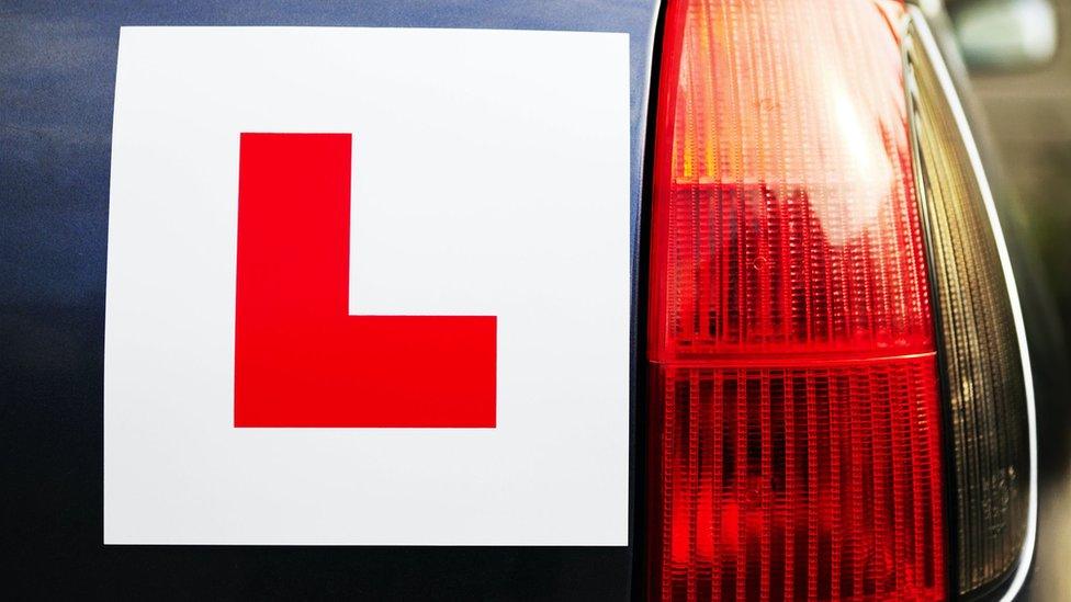 Learner driver plate on a car