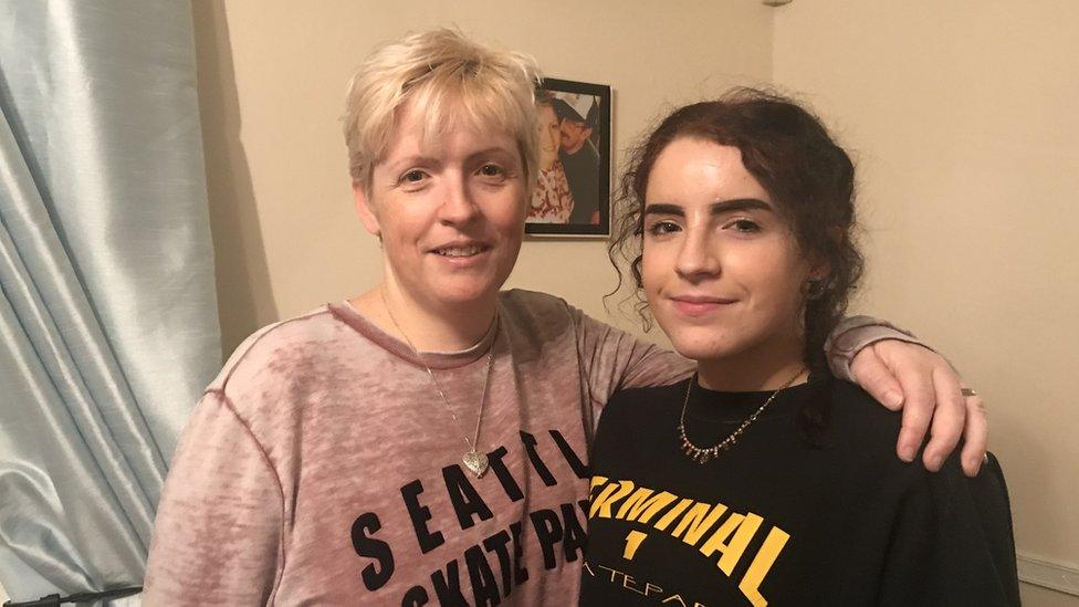 Nicola Bayless and daughter Darcy inside their house in Happisburgh