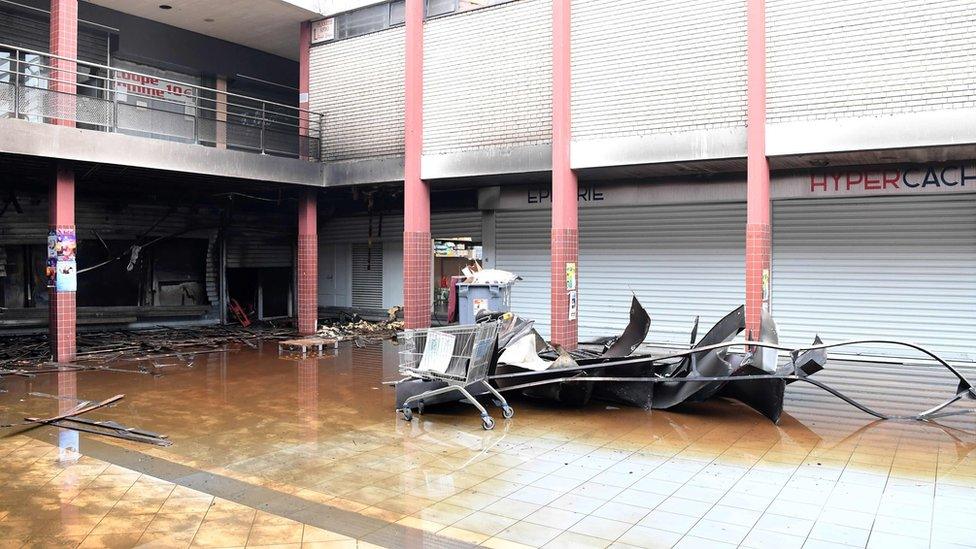 Promo & Destock store, a French kosher grocery store in Creteil, south of Paris, after it was destroyed in an arson attack