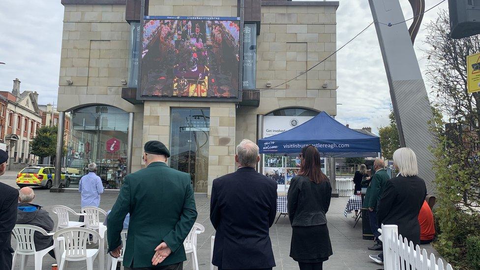 Lisburn market square showing the funeral