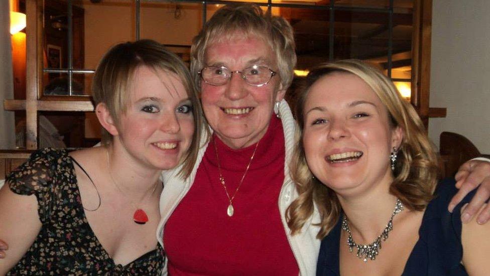 Doreen Dunn with her two granddaughters in 2010