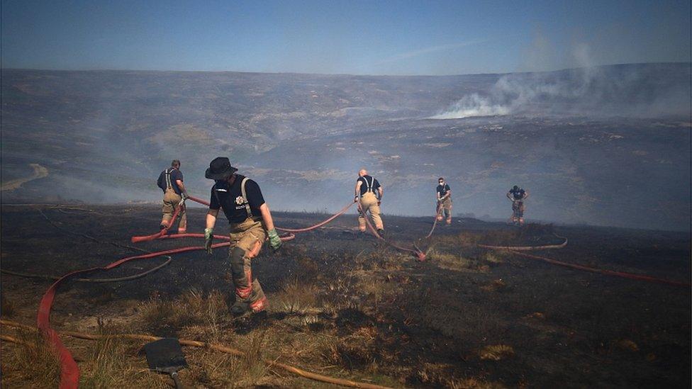 Firefighters on Saddleworth Moor