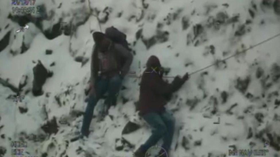 Two walkers stranded on Crib Goch