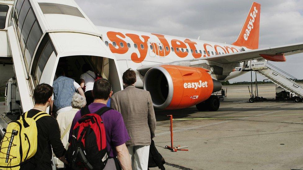 Passengers boarding Easyjet plane, Berlin - file pic