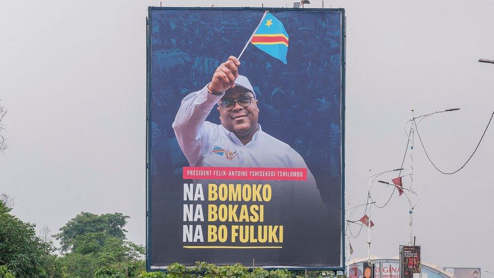 Incumbent President of the Democratic Republic of the Congo and presidential candidate Felix Tshisekedi's campaign poste