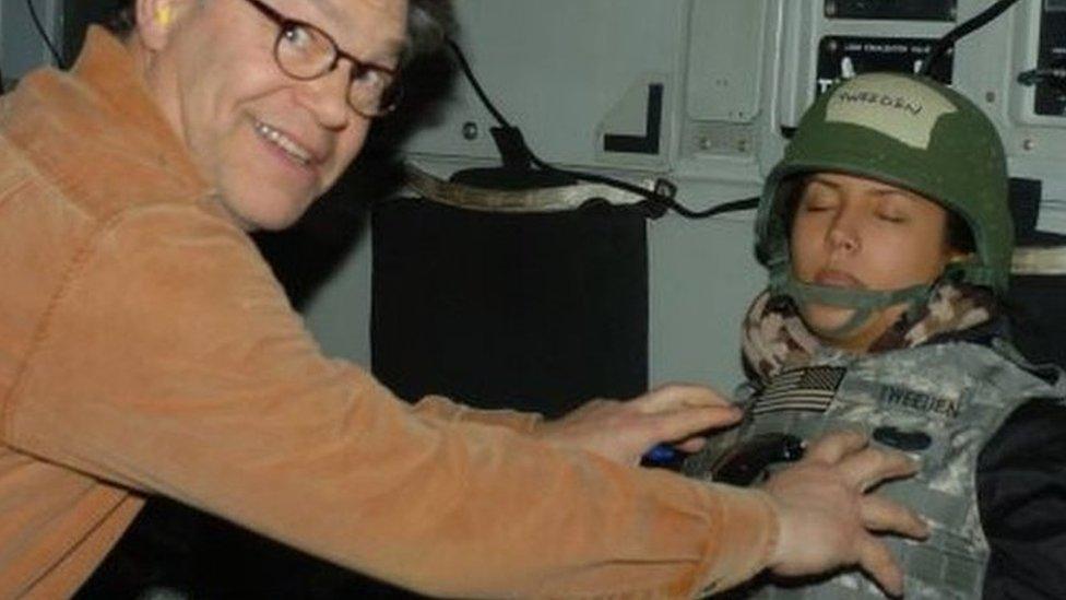 Franken gropes the accuser while smiling