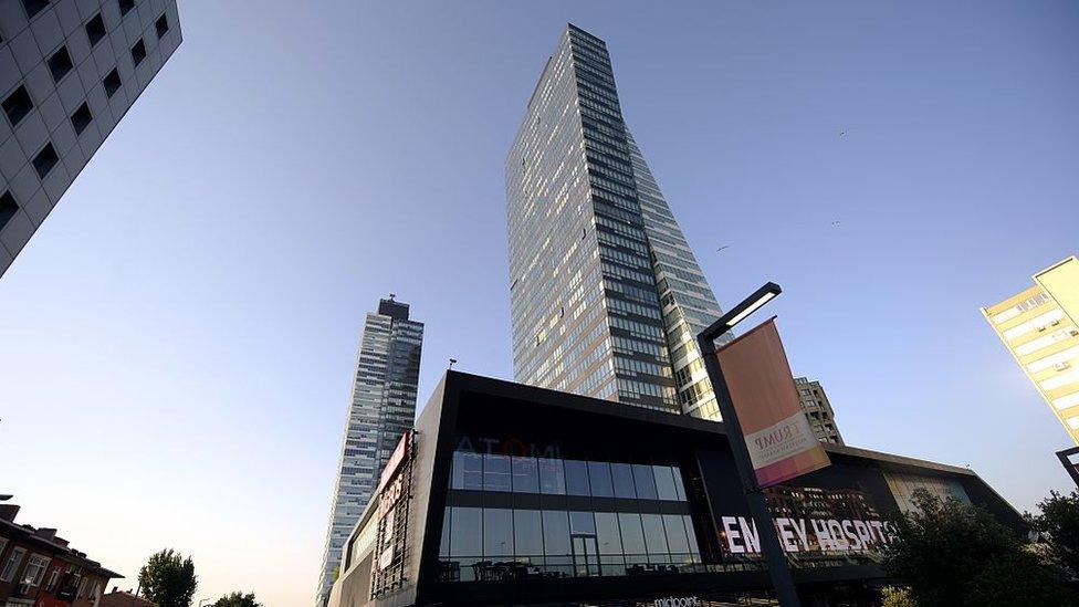 A photo taken on July 30, 2015 shows the Trump Towers building in Istanbul.