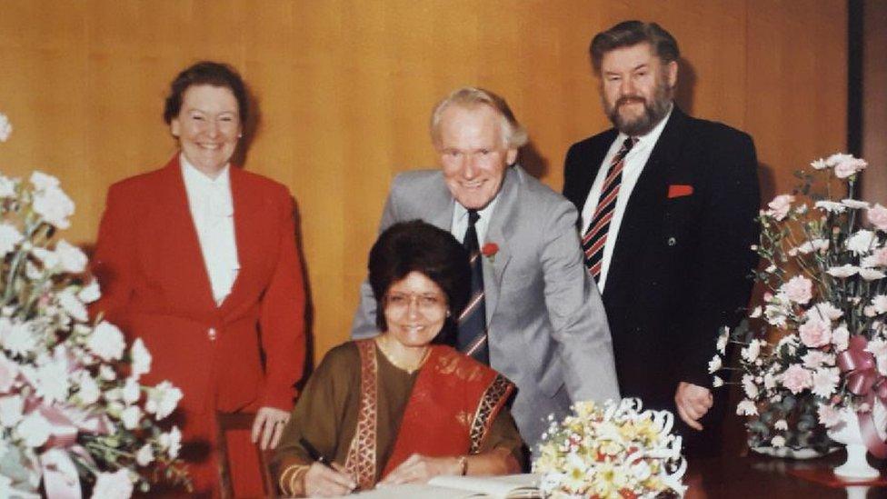 Nirmal Anand and her husband on their wedding day