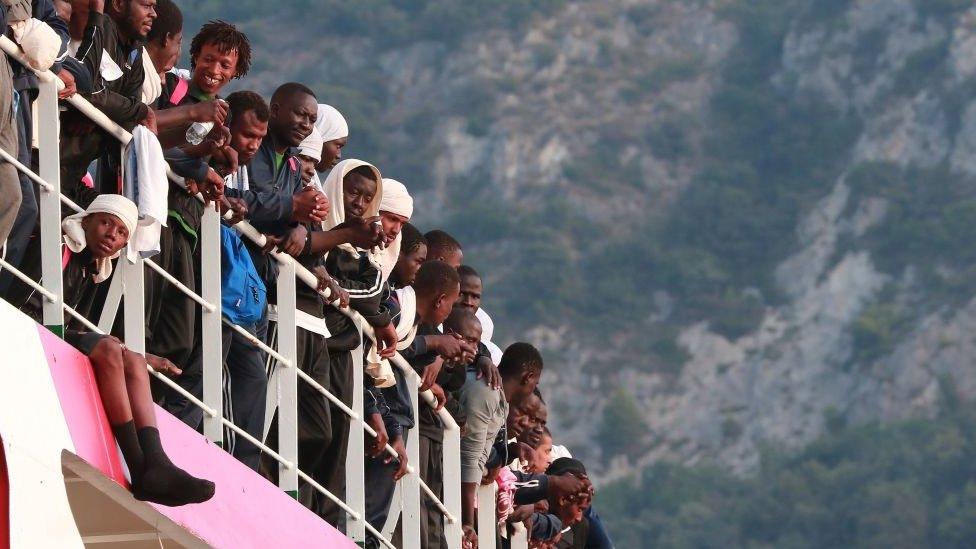 An MSF ship arriving with migrants in July 2017