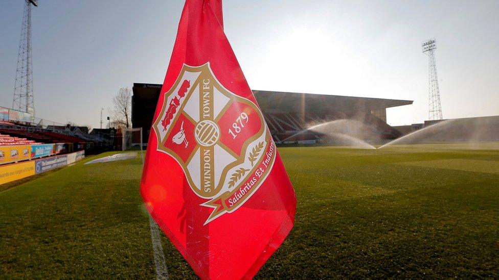 A corner flag at Swindon's County Ground stadium