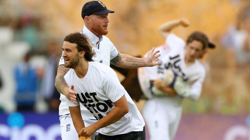 Just Stop Oil protesters on the pitch