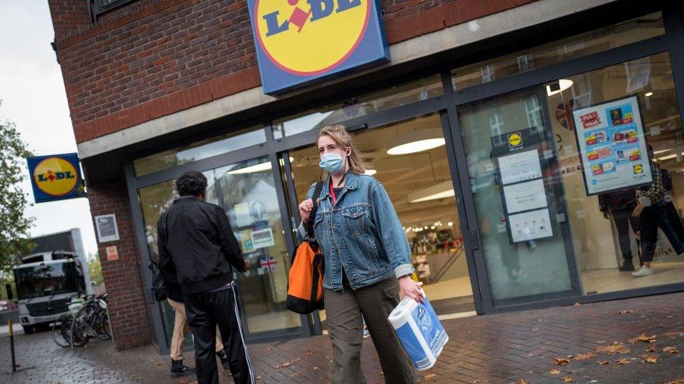 Woman shopping at Lidl