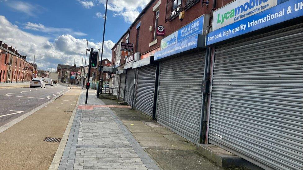 Parade of shops on Manchester Road, Castleton, Rochdale