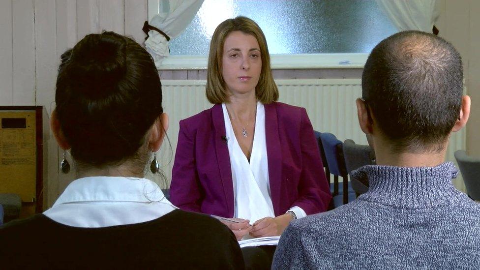 Hala and Hayan being interviewed by Lucy Manning