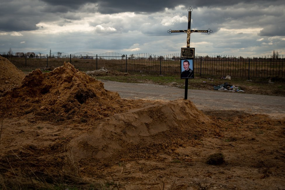 Vitaliy Brezhnev was buried on Monday 11 April, in a fresh grave by the road