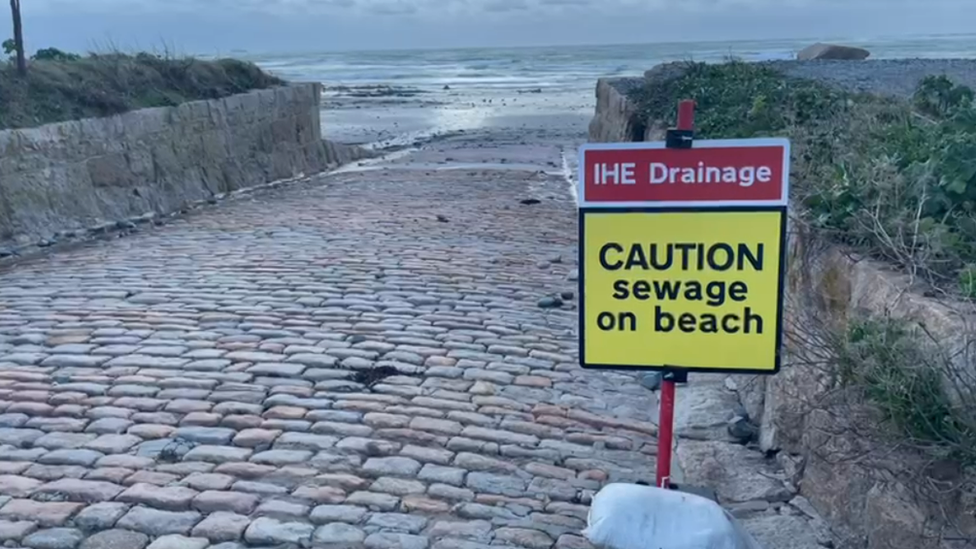 Beach in Jersey with sewage warning