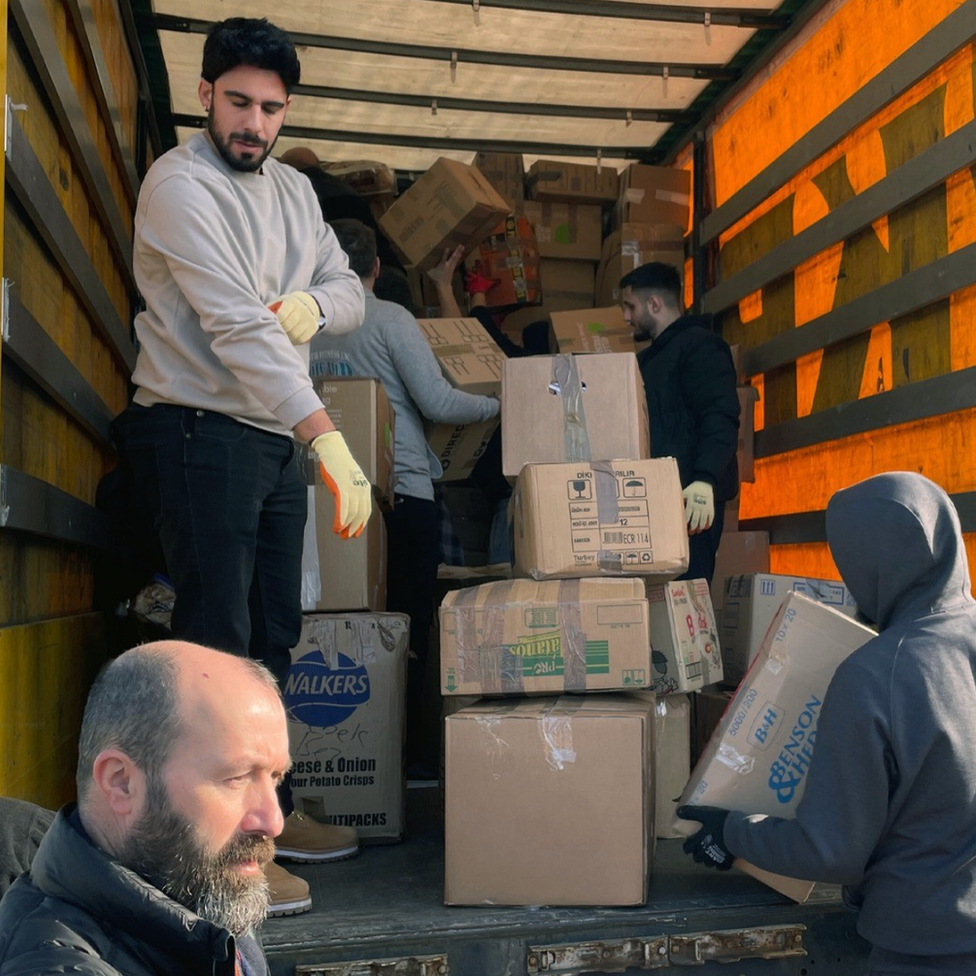 The British Alevi Federation in north London loading a lorry to help those in need