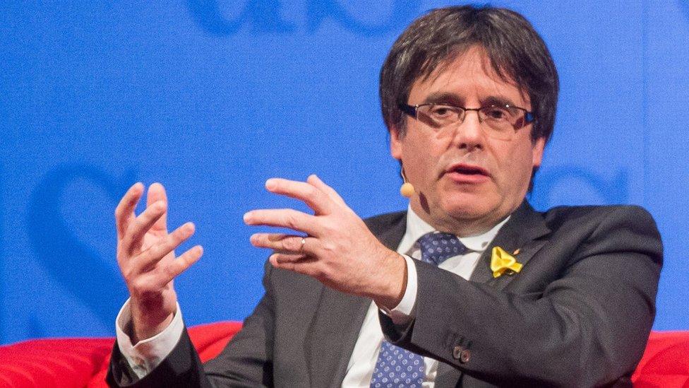 Carles Puigdemont at news conference, 2 Dec 17