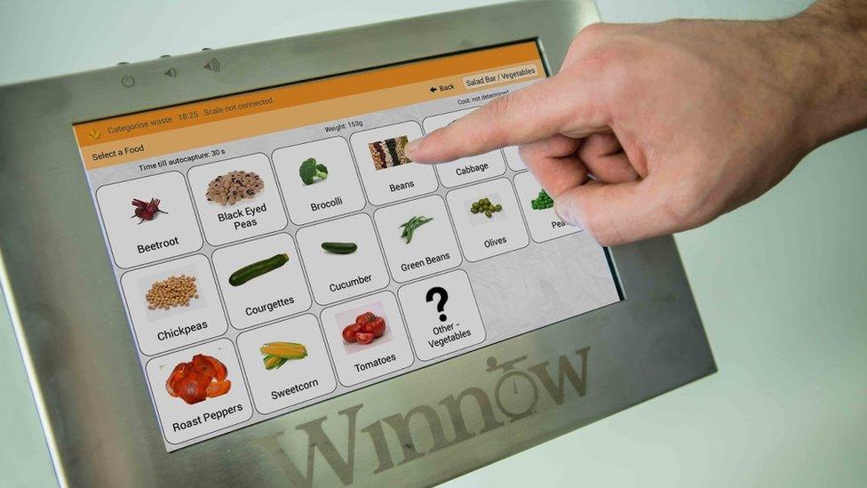 Winnow screen showing vegetables