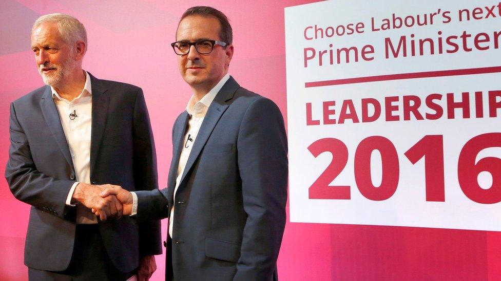 Labour leader Jeremy Corbyn (left) and leadership challenger Owen Smith