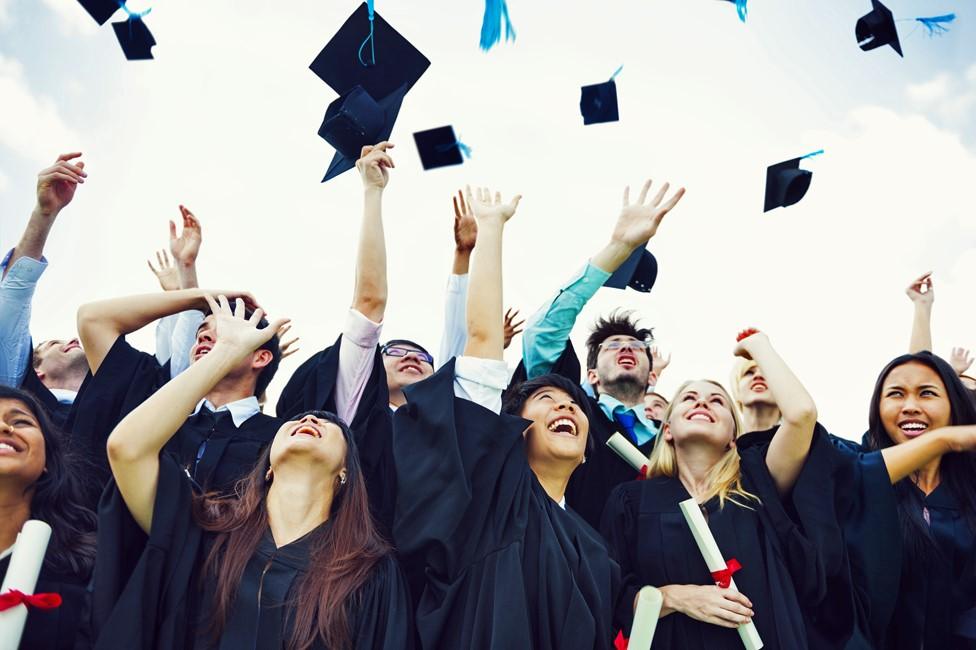 University students on graduation day