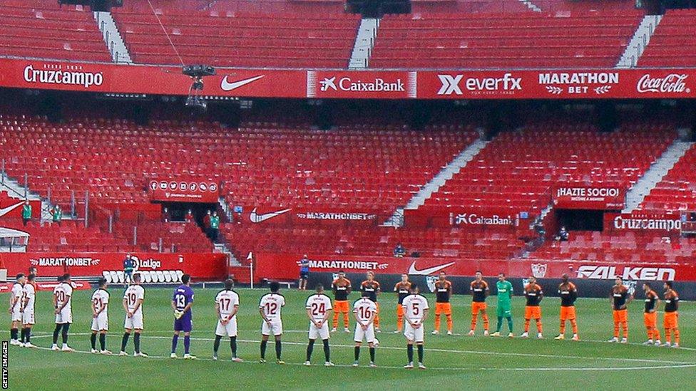 Players from Spanish clubs Sevilla and Valencia held a moment of silence to remember Alhaji Momodu Njie - 'Biri Biri'